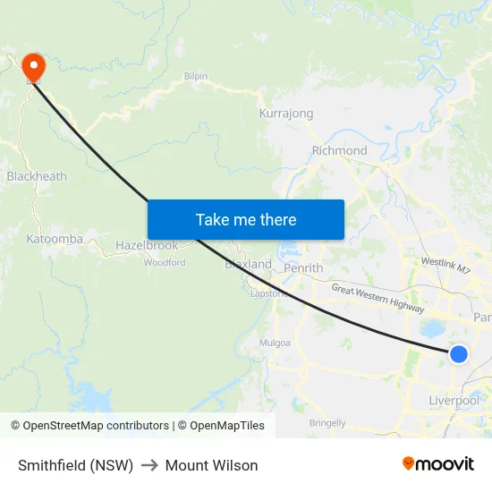 Smithfield (NSW) to Mount Wilson map