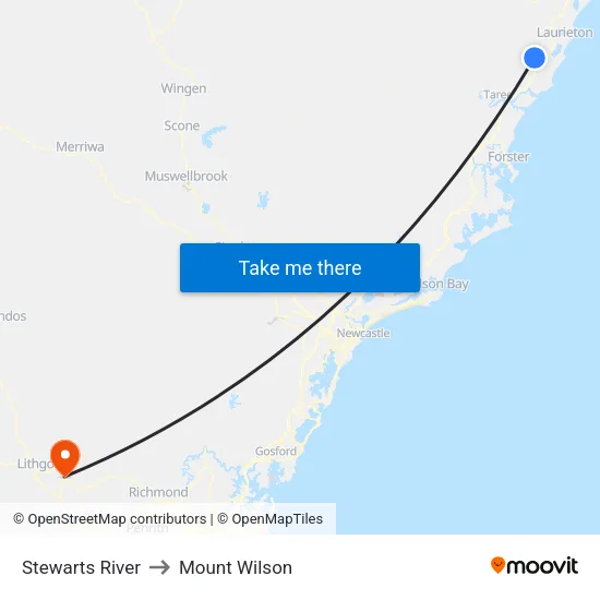 Stewarts River to Mount Wilson map