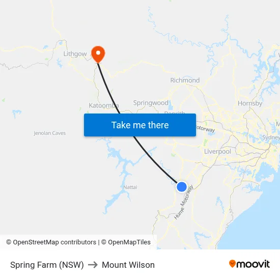 Spring Farm (NSW) to Mount Wilson map