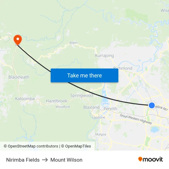 Nirimba Fields to Mount Wilson map