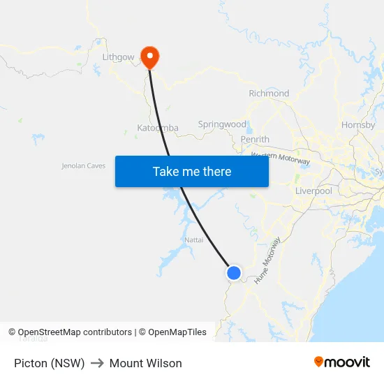 Picton (NSW) to Mount Wilson map