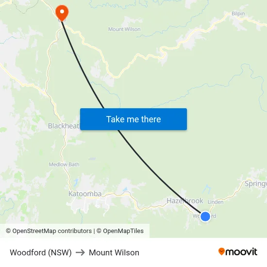 Woodford (NSW) to Mount Wilson map