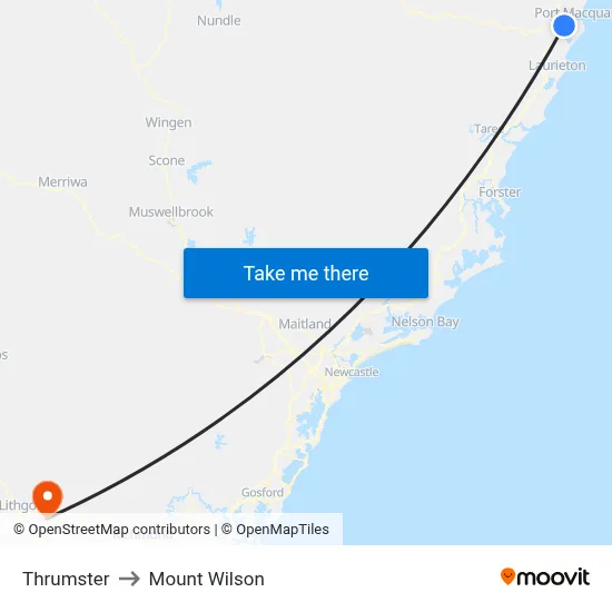 Thrumster to Mount Wilson map