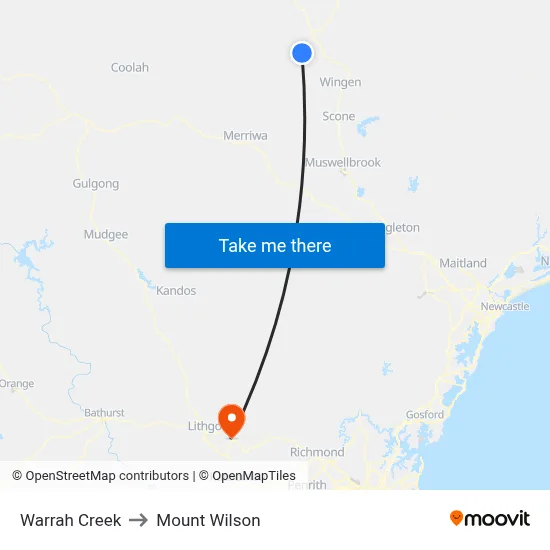 Warrah Creek to Mount Wilson map