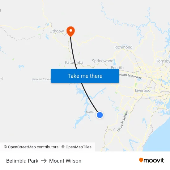 Belimbla Park to Mount Wilson map