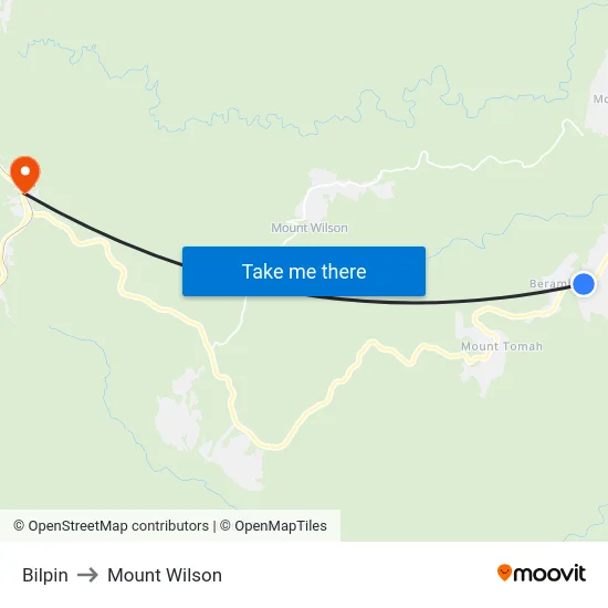 Bilpin to Mount Wilson map