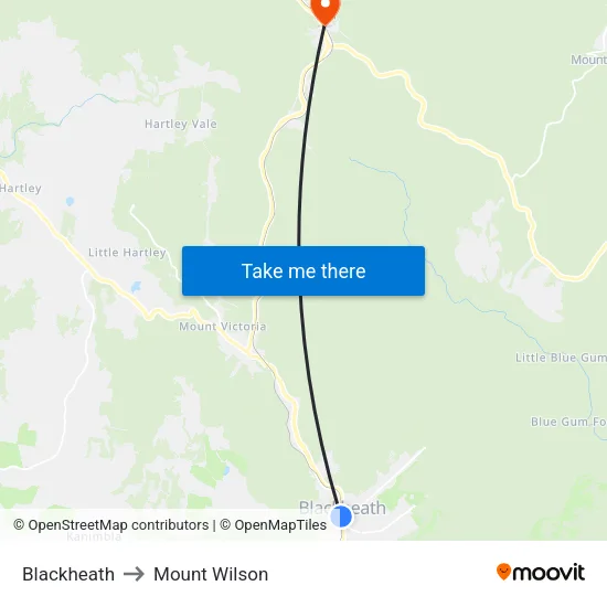 Blackheath to Mount Wilson map