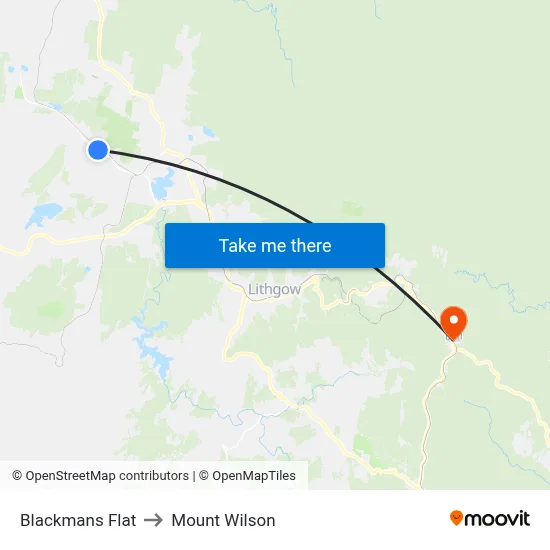 Blackmans Flat to Mount Wilson map