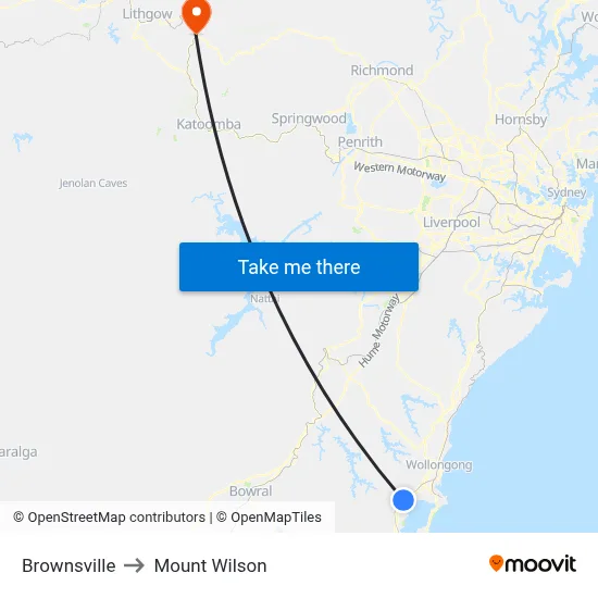 Brownsville to Mount Wilson map