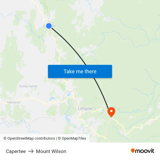 Capertee to Mount Wilson map