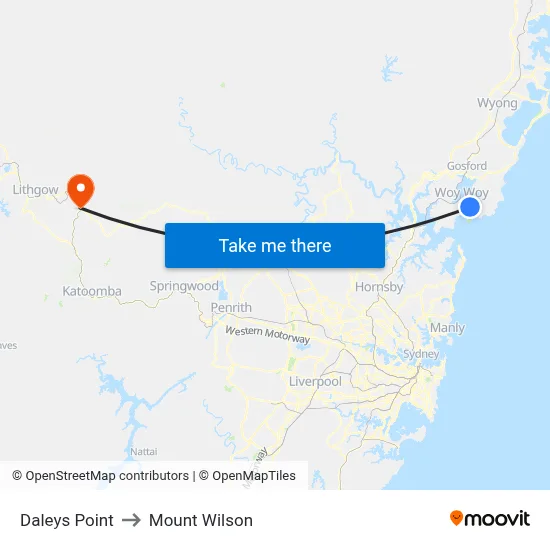 Daleys Point to Mount Wilson map