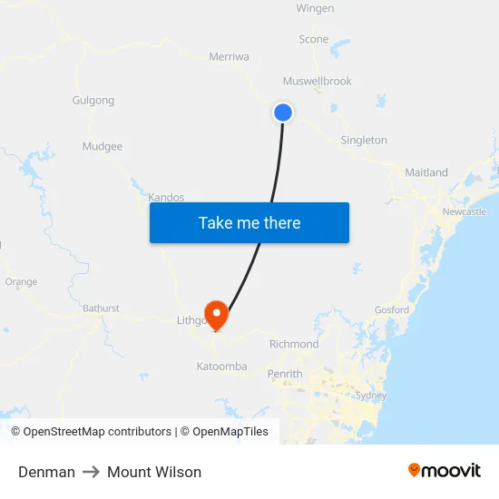 Denman to Mount Wilson map