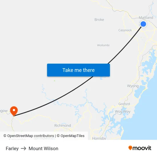 Farley to Mount Wilson map