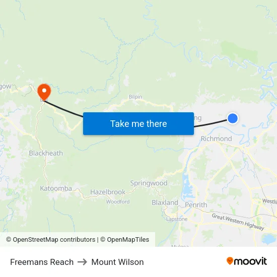 Freemans Reach to Mount Wilson map