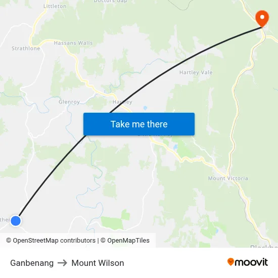 Ganbenang to Mount Wilson map