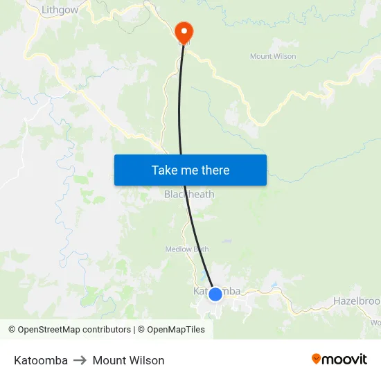 Katoomba to Mount Wilson map