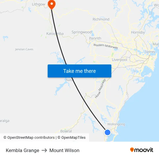 Kembla Grange to Mount Wilson map