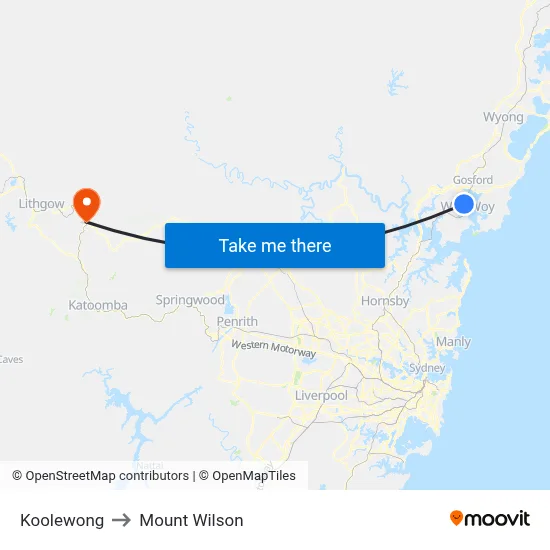 Koolewong to Mount Wilson map