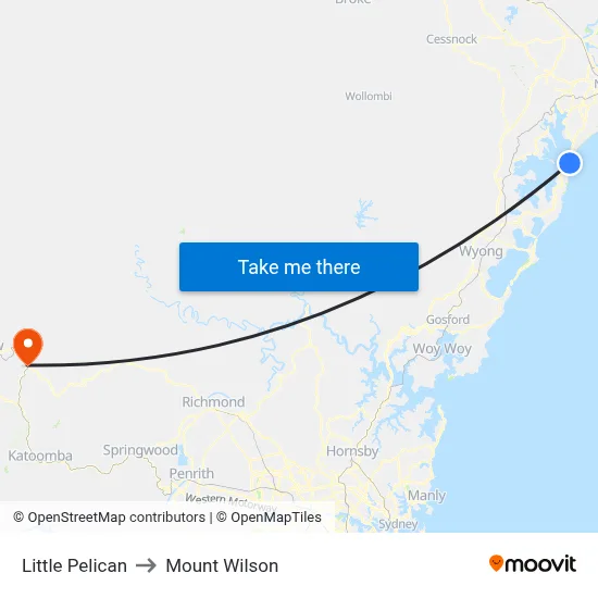 Little Pelican to Mount Wilson map