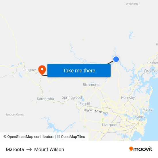 Maroota to Mount Wilson map