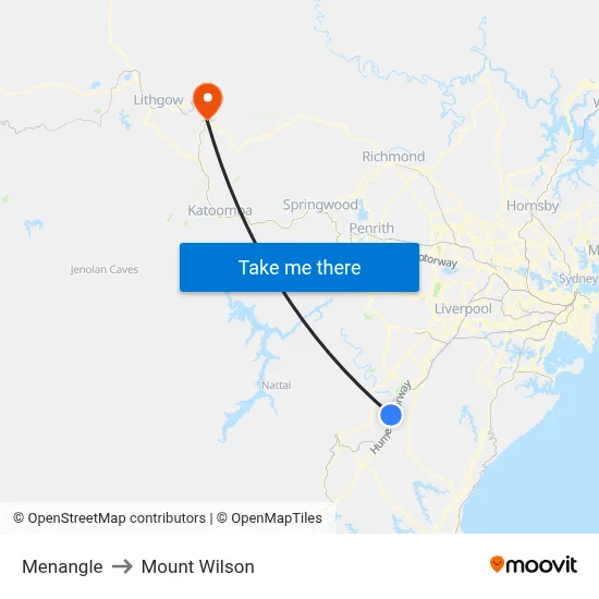Menangle to Mount Wilson map