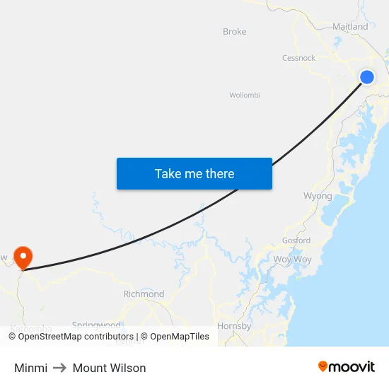 Minmi to Mount Wilson map