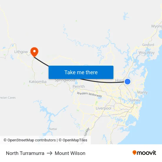 North Turramurra to Mount Wilson map