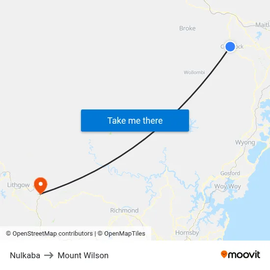 Nulkaba to Mount Wilson map