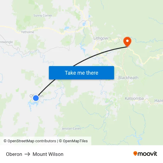 Oberon to Mount Wilson map