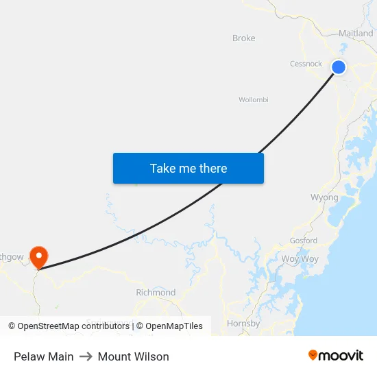 Pelaw Main to Mount Wilson map