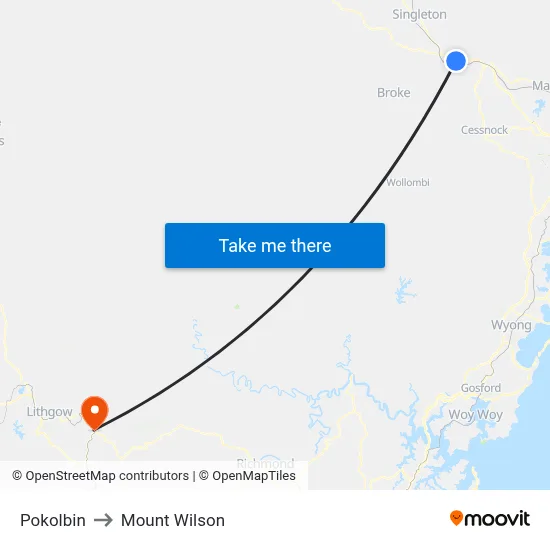Pokolbin to Mount Wilson map
