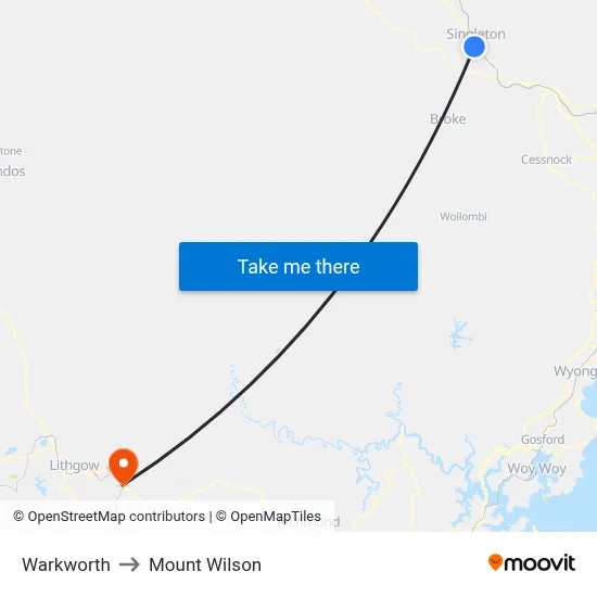 Warkworth to Mount Wilson map
