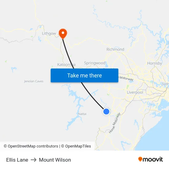 Ellis Lane to Mount Wilson map
