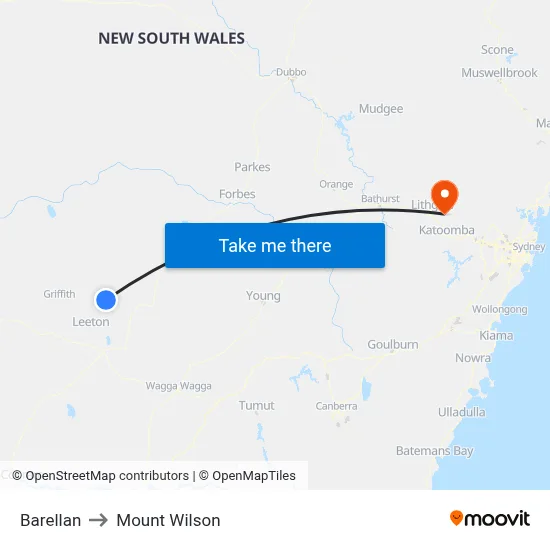 Barellan to Mount Wilson map