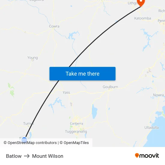 Batlow to Mount Wilson map