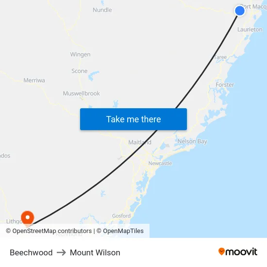 Beechwood to Mount Wilson map