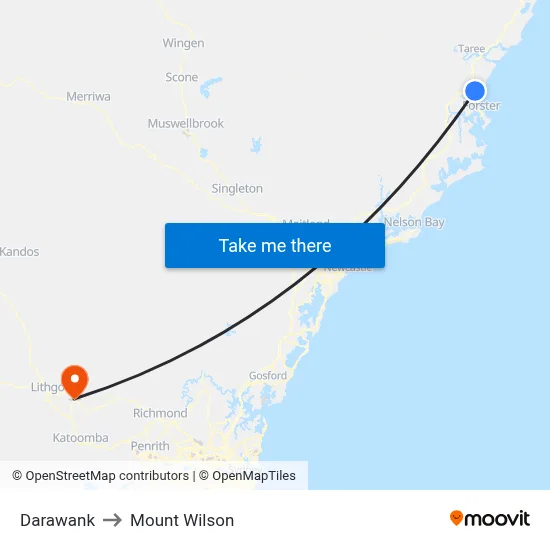 Darawank to Mount Wilson map