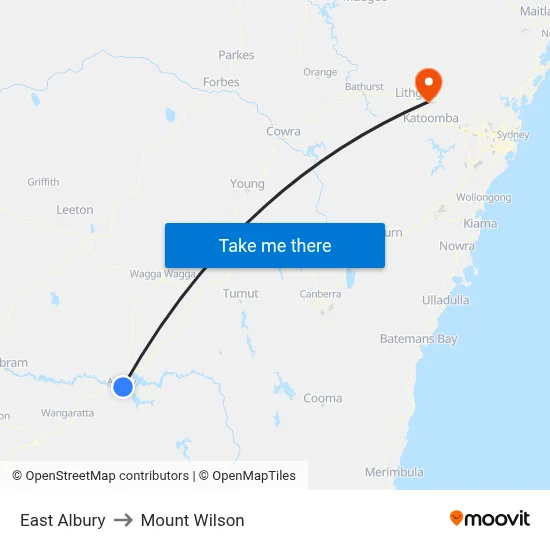 East Albury to Mount Wilson map