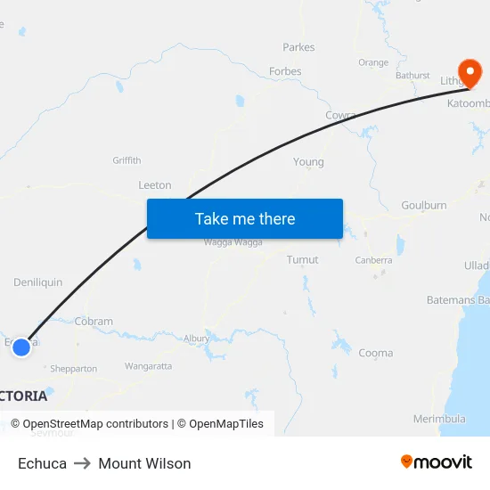 Echuca to Mount Wilson map