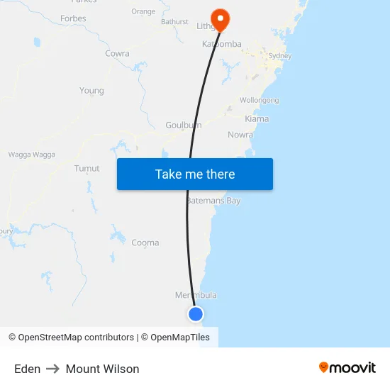 Eden to Mount Wilson map