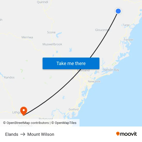 Elands to Mount Wilson map
