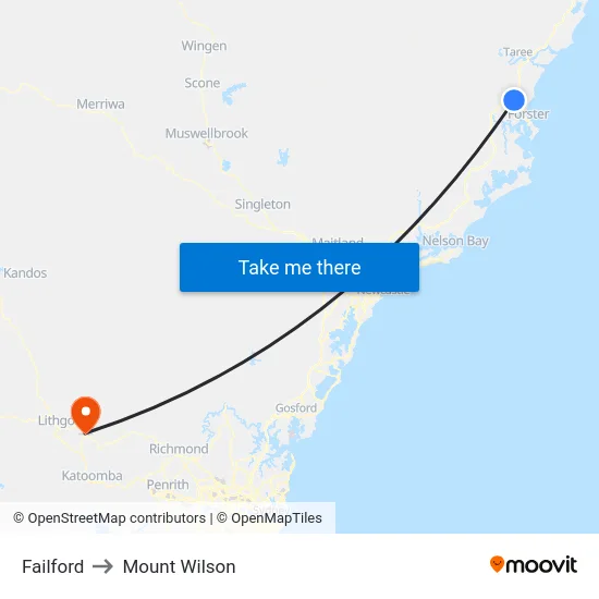 Failford to Mount Wilson map