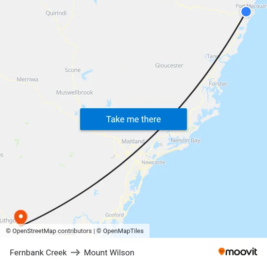 Fernbank Creek to Mount Wilson map