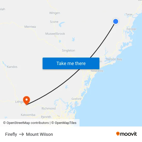 Firefly to Mount Wilson map