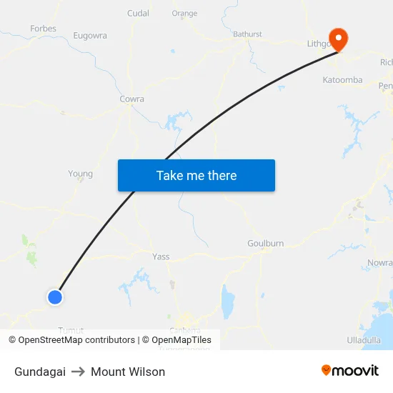 Gundagai to Mount Wilson map