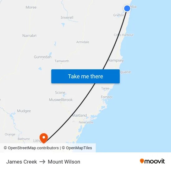 James Creek to Mount Wilson map