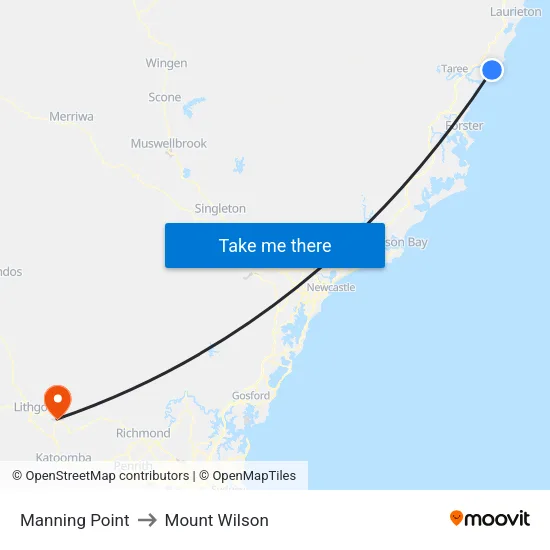 Manning Point to Mount Wilson map
