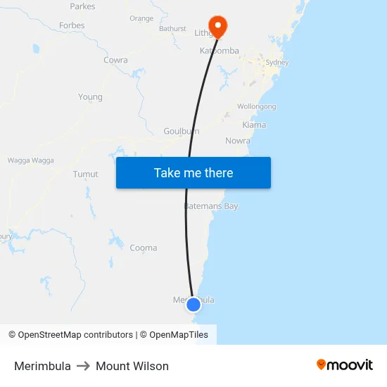 Merimbula to Mount Wilson map