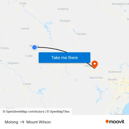 Molong to Mount Wilson map