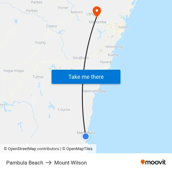 Pambula Beach to Mount Wilson map